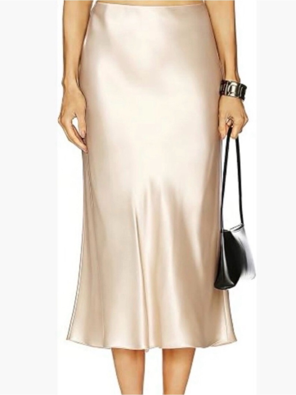 Rachel Zoe Champagne Satin Midi Slip Skirt